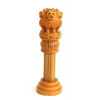 Wooden Ashoka Stambh (Pillar) Indian National Emblem- Ideal for Office & Home Decor Gift